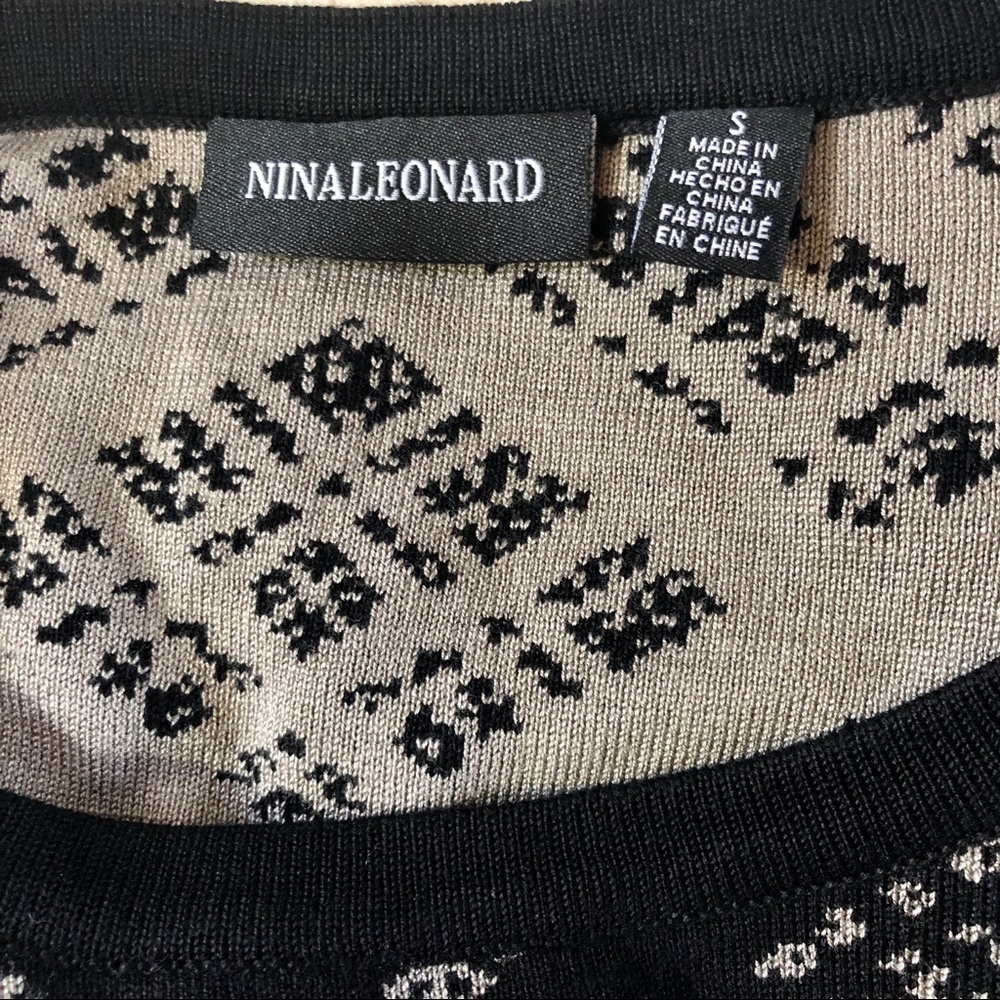 Nina Leonard Plaid Flounce Hem Scoop-Neck Knit Sheath Dress Mink Black Small - Picture 7 of 11